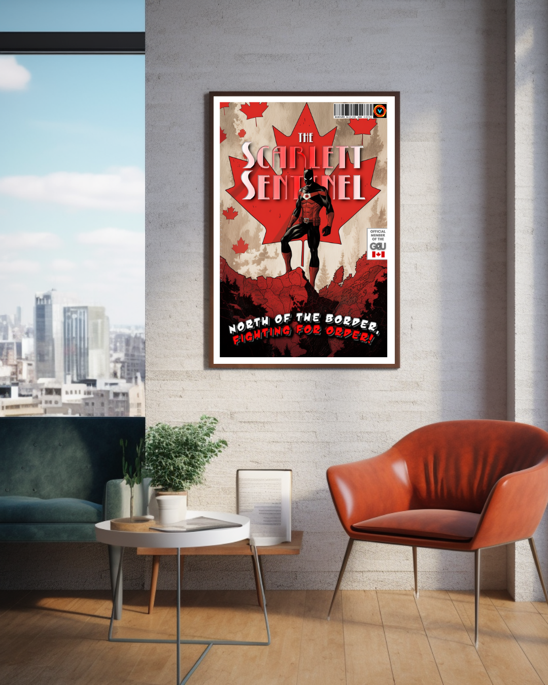 Canada's Scarlett Sentinel With Sidekick and Villain