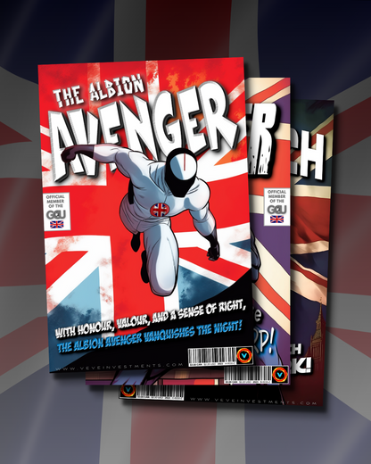 Great Britain's Albion Avenger With Sidekick and Villain